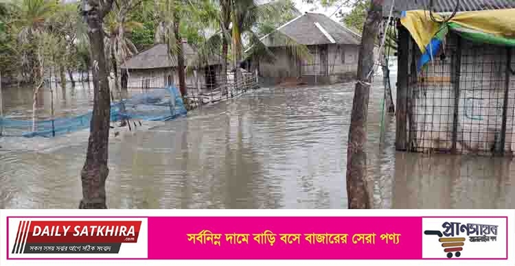 সাতক্ষীরায় নদীর বাঁধে ভাঙন, বিস্তীর্ণ এলাকা প্লাবিত