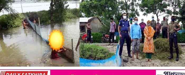 দেবহাটায় খাল থেকে অবৈধ নেট-পাটা অপসারণে অভিযান