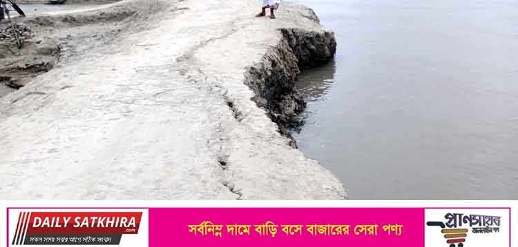 আশাশুনির প্রতাপনগরে কপোতাক্ষ নদের বেড়িবাঁধে ভাঙন