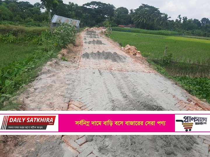কলারোয়ায় রাস্তায় নিম্নমানের ইট ব্যবহার :  ইউএনও’র নির্দেশ উপেক্ষার অভিযোগ ঠিকাদারের বিরুদ্ধে