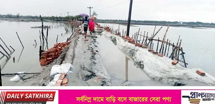 আশাশুনির প্রতাপনগরে প্রধান সড়কে আবারও ভাঙ্গন