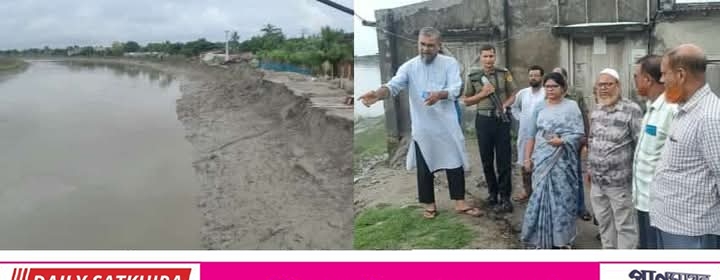 আশাশুনি বাজারের পাশে বসবাসকারীরা নদী ভাঙ্গনে উদ্বিগ্ন: ইউএনওর পরিদর্শণ