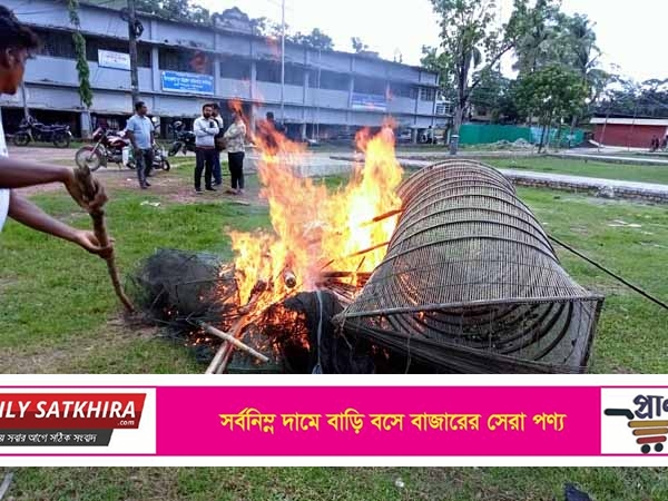 তালায় খাল দখল ও নিষিদ্ধ জালের বিরুদ্ধে প্রশাসনের অভিযান
