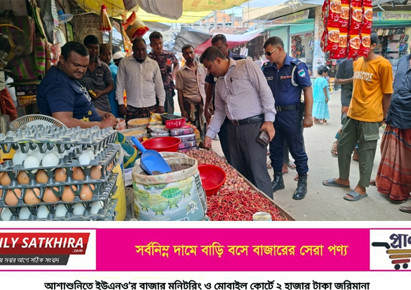 আশাশুনিতে ইউএনও’র বাজার মনিটরিং : মোবাইল কোর্টে ২ হাজার টাকা জরিমানা